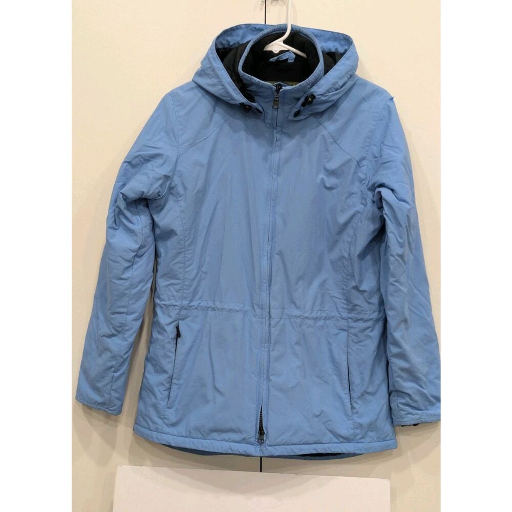 Eddie Bauer Women's Fleece Lined Hooded Raincoat Size Small Periwinkle Blue